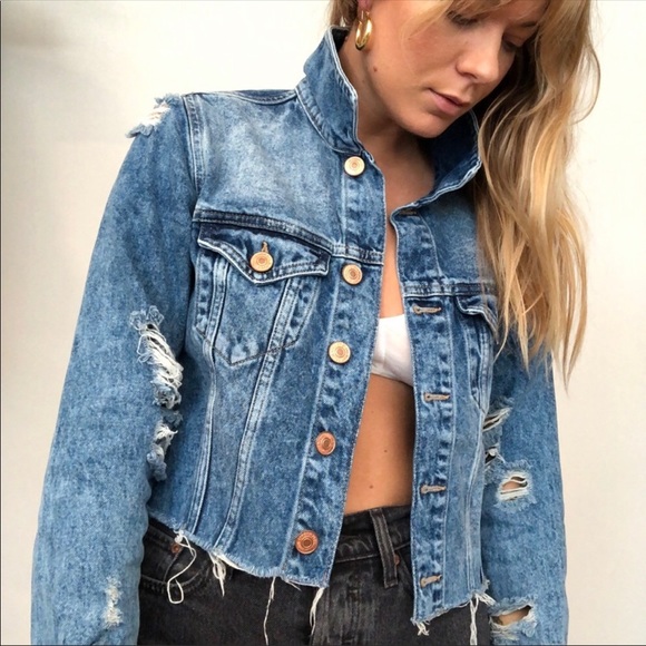 Forever 21 Jackets & Blazers - Distressed Cropped Denim Jacket